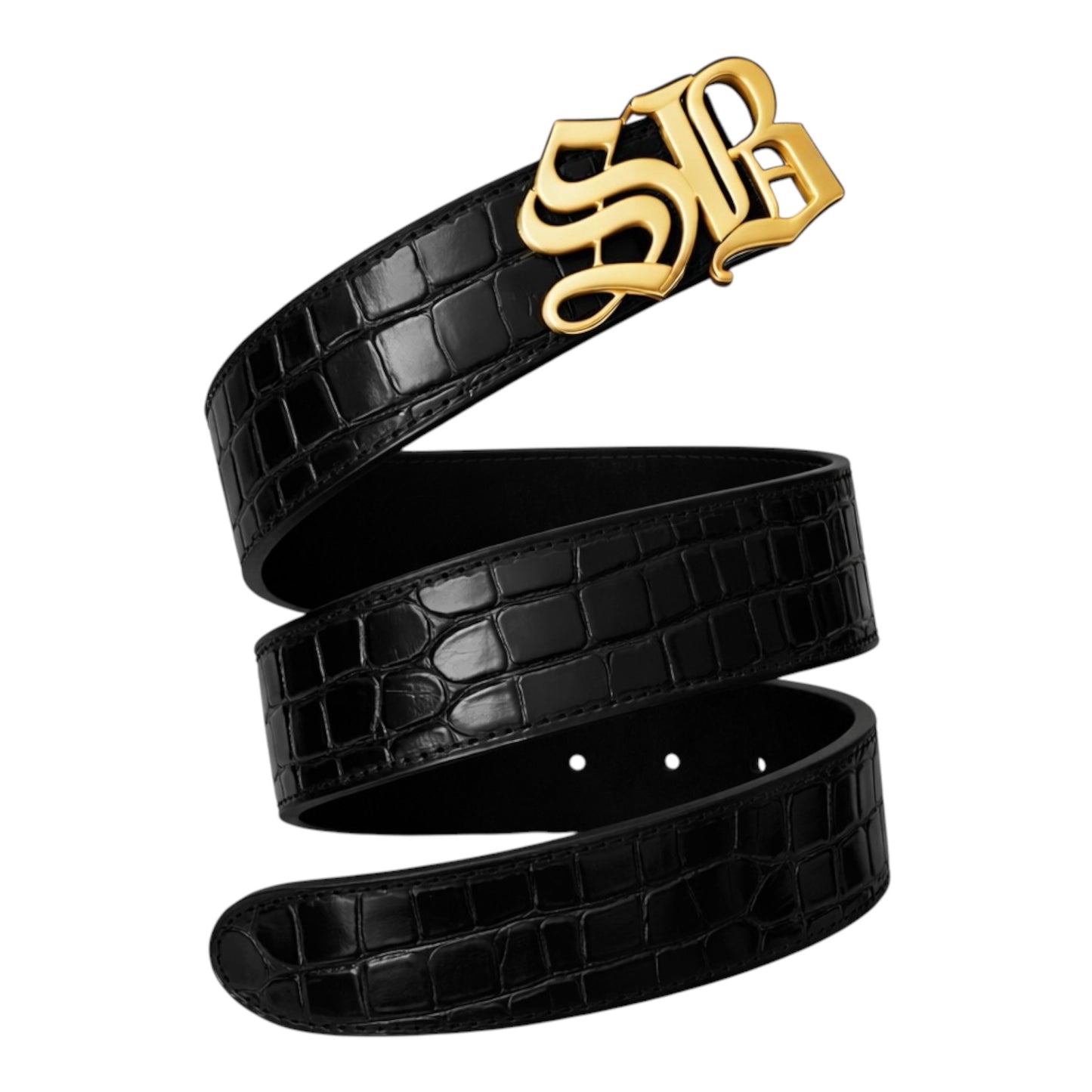 001 Sacré Croc-Embossed Leather Belt
